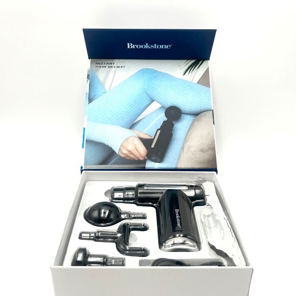 Brookstone Cordless Percussion Massager With 4 Interchangeable Heads & Rechargea - Picture 9 of 9